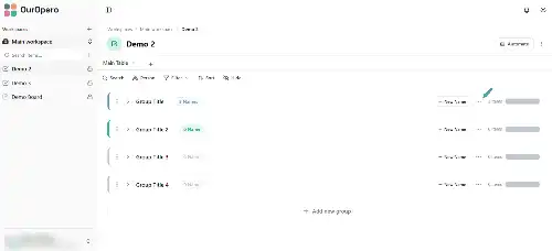 The group menu open on Delete group, the Delete group? confirmation, and the undo toast underneath.